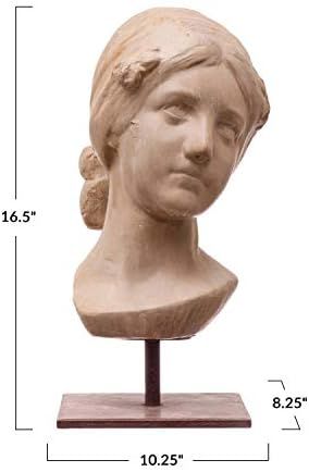 Creative Co-Op Resin Vintage Reproduction Female Bust with Iron Base, Distressed Finish Decor, Natur | Amazon (US)