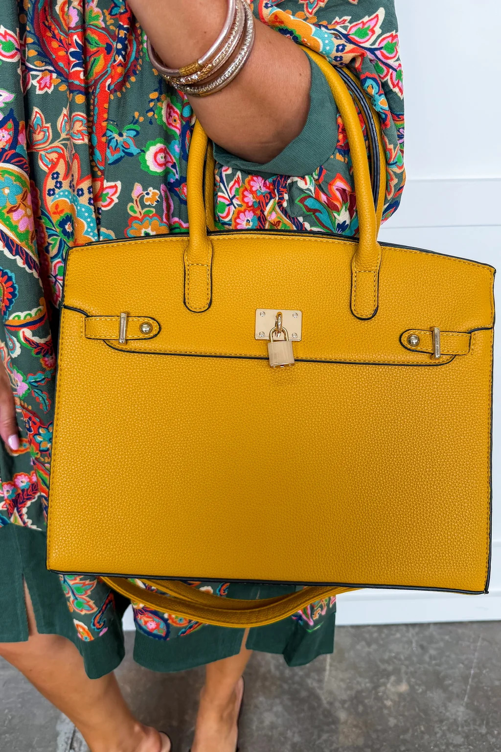 The Audrey Satchel Handbag in Mustard | Jules & James Boutique