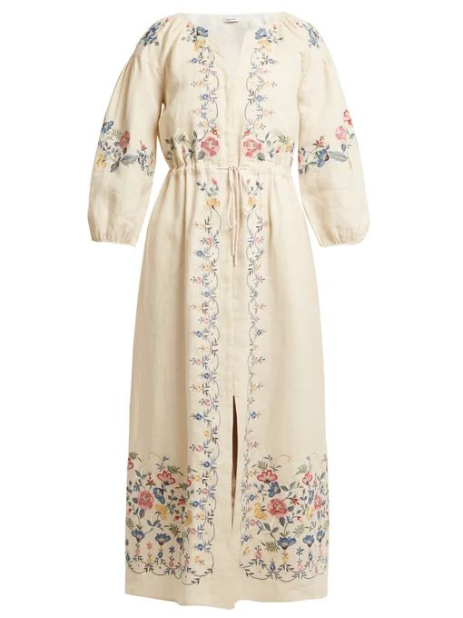 Maggie floral-embroidered linen dress | Vilshenko | Matches (UK)