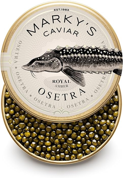 MARKY'S Royal Amber Osetra Sturgeon Black Caviar - 1.75 oz / 50 g - Malossol Ossetra Black Roe ... | Amazon (US)