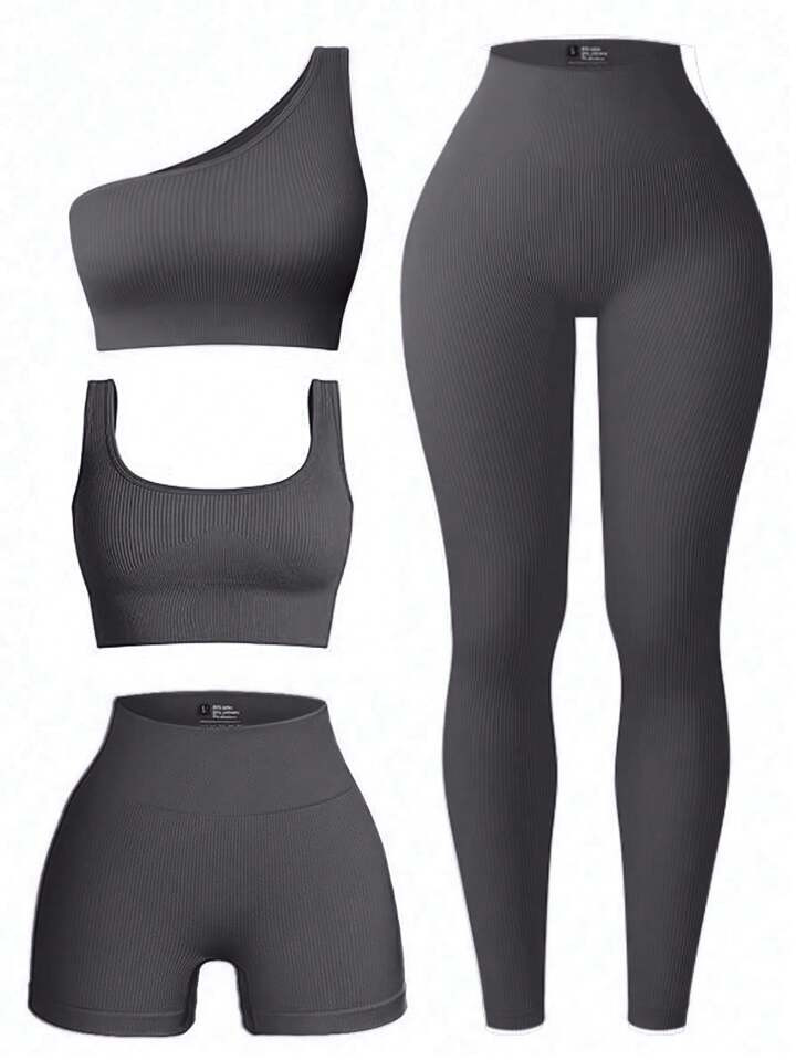 Yoga Basic Solid Color Slim Fit Sports Suit | SHEIN