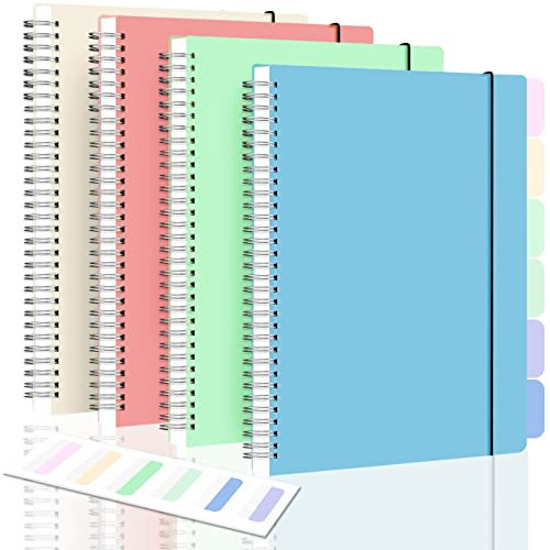 Spiral Notebook, Wide Ruled Notebook Journal, 8.5" x 11" Lined Journal Notebook Pack, A4 Large Subject Notebook for School, Work, Notes, 560 Thick Paper, 24pcs Index Tabs, Assorted Pastel Notebook | Amazon (US)
