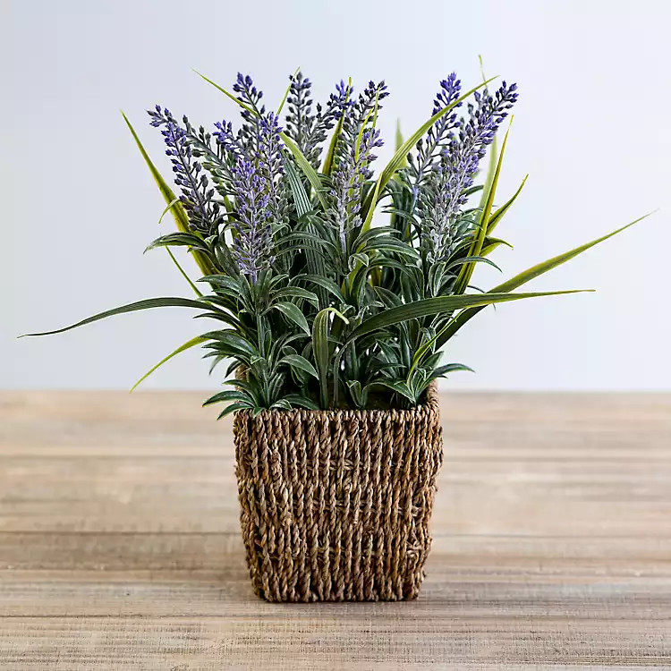 New!Purple Lavender Arrangement in Woven Basket | Kirkland's Home