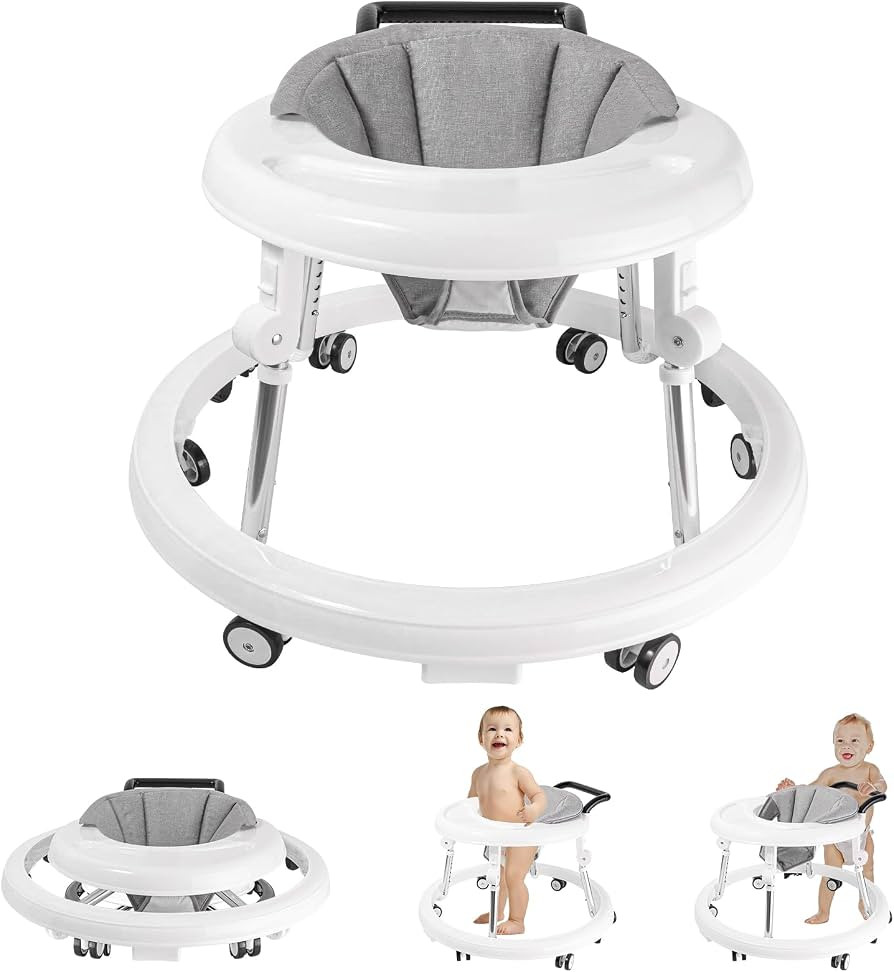 Baby Walker with Wheels, Activity Center with Mute Wheels Anti-Rollover, 5-Position Height Adjust... | Amazon (US)