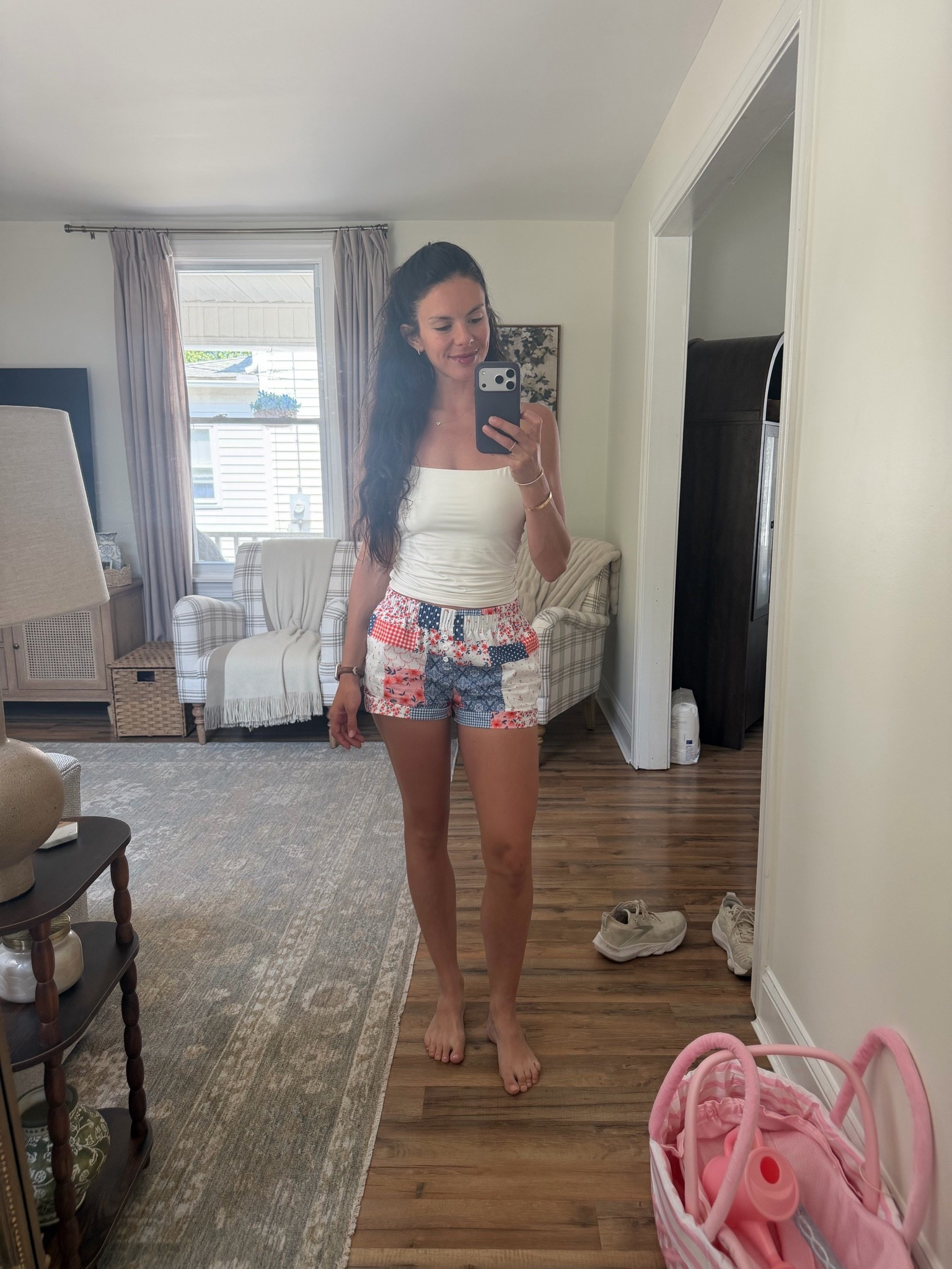 Wearing XS in the shorts and a small in the tank