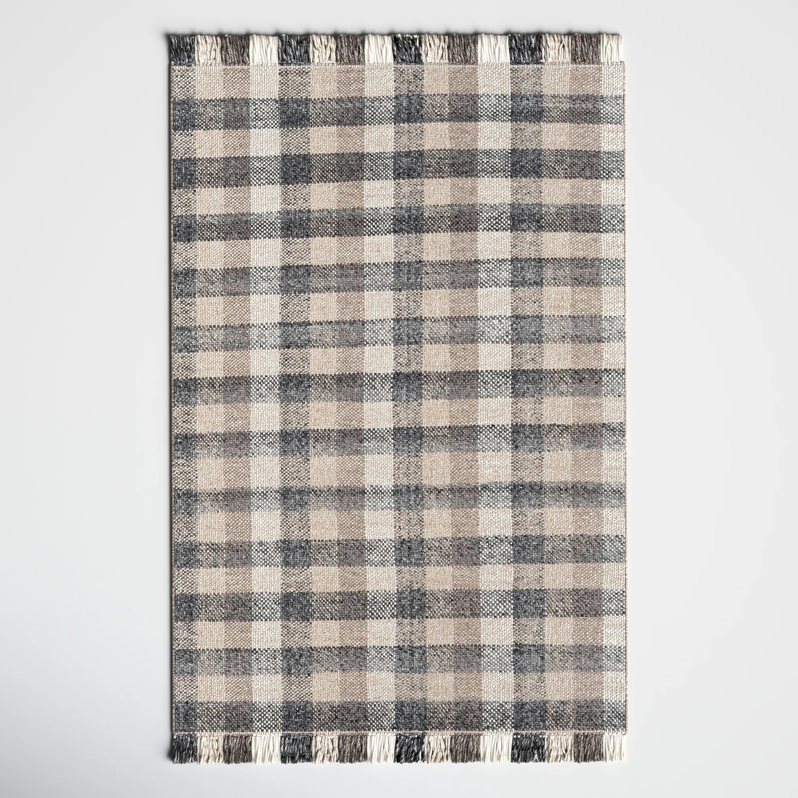 Joss & Main Cordelia Plaid Wool Charcoal/Medium Gray/Tan Area Rug & Reviews | Wayfair | Wayfair North America