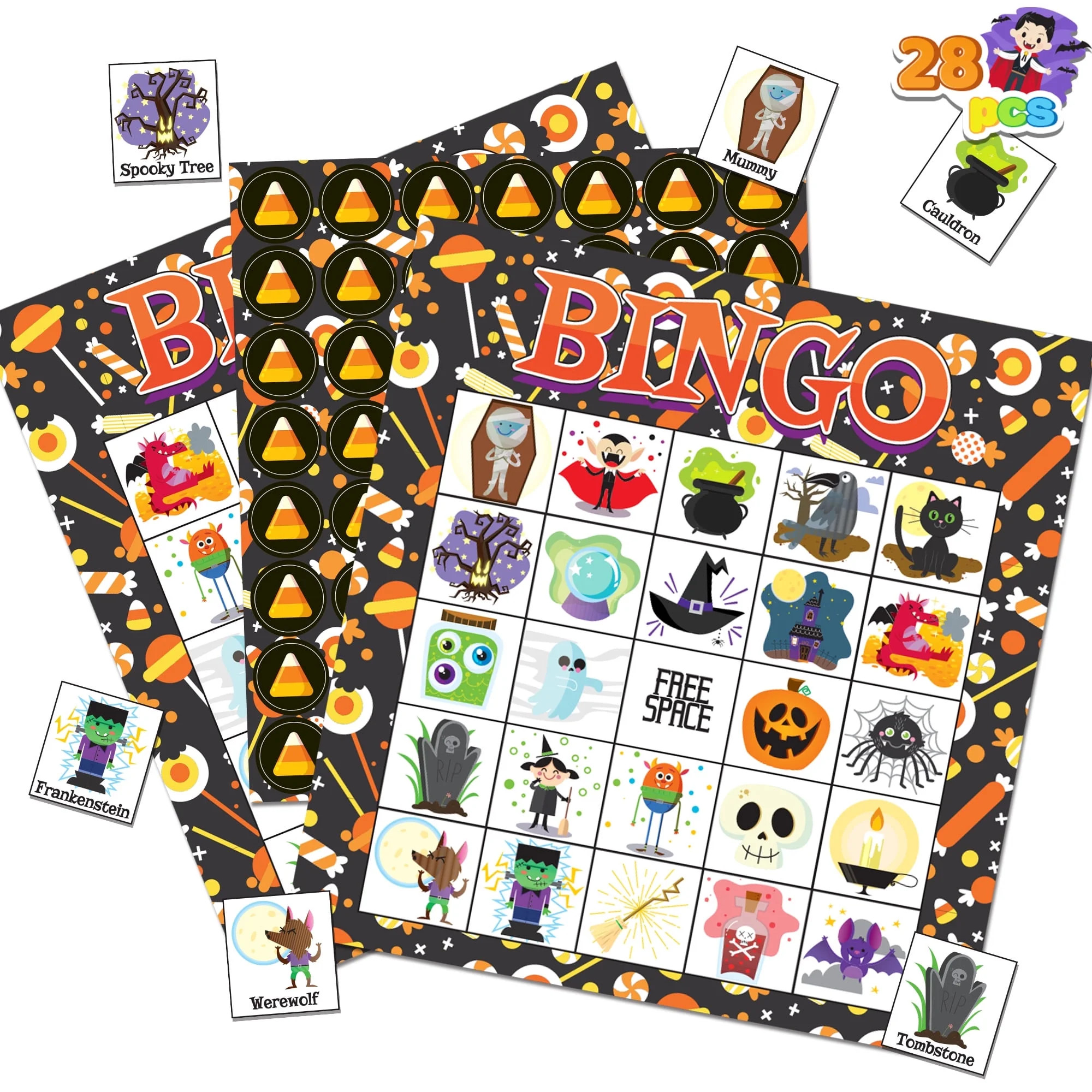 Syncfun 28 Pack Halloween Bingo Game Cards Games for Kids,Halloween Bingo Fun Party Games Classro... | Walmart (US)