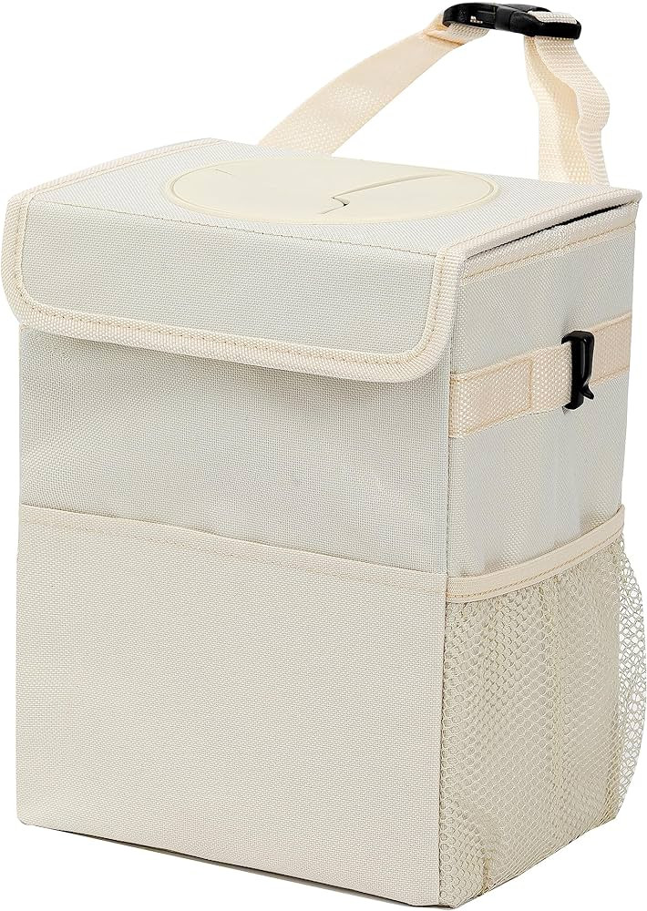 Car Garbage can with lid Leak Proof Vehicle Trash Can 3 Storage Pockets Hanging Waterproof car Tr... | Amazon (US)