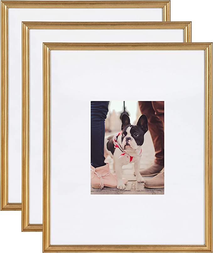 Kate and Laurel Adlynn Wall Picture Frame Set, 16" x 20" matted to 8" x 10", Gold, Set of 3 | Amazon (US)