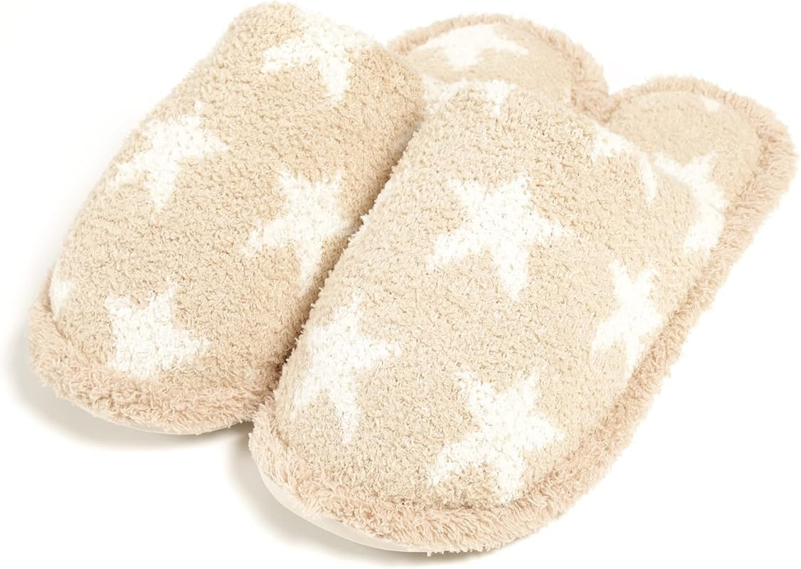 MIRMARU Women’s Animal Print Comfort Fluffy Fuzzy Slip-on House Slippers Open Toe Cross Band Indoor  | Amazon (US)