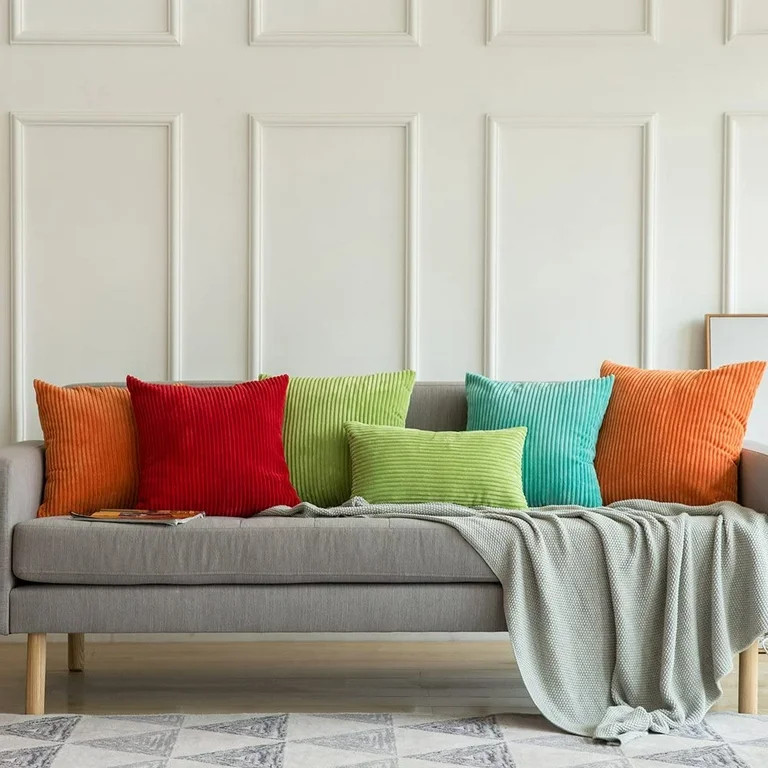 Orange Corduroy Soft Soild Fall Throw Pillow Covers Rust Autumn Square Cozy Soft Solid Decorative... | Walmart (US)