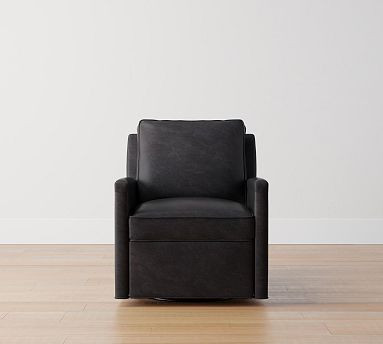 Tyler Square Arm Leather Swivel Recliner | Pottery Barn (US)