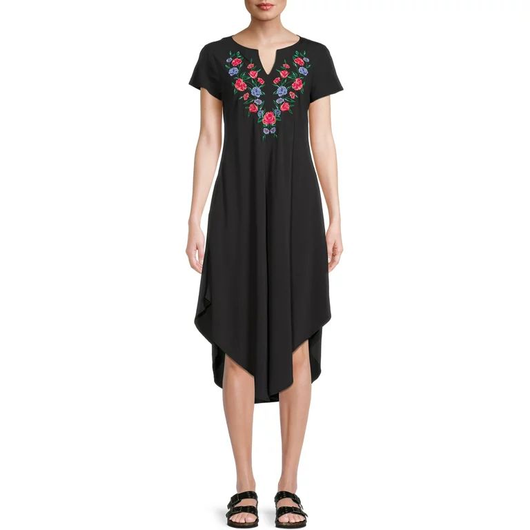 The Pioneer Woman Embroidered Dress with Umbrella Hem, Womens - Walmart.com | Walmart (US)