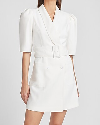 Ladygang Belted Puff Sleeve Blazer Dress | Express