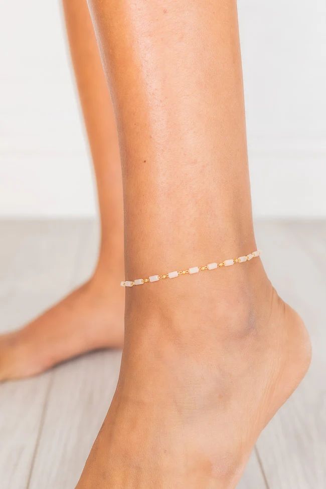 Lasting Sunset Beaded Anklet | Pink Lily