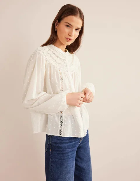 Wow Broderie Trim Blouse | Boden (UK & IE)
