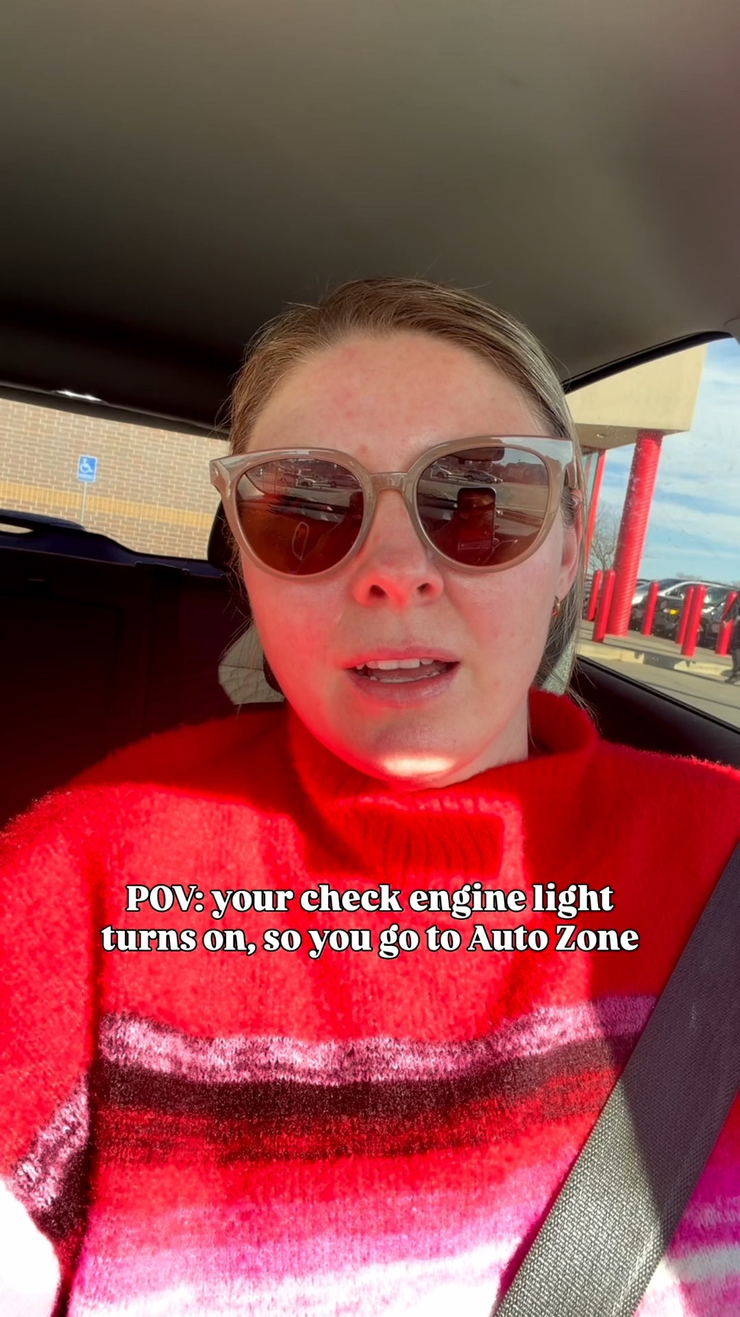 Tagging my sweater and glasses, but mainly posting this as an FYI to all of the girlies! If your check engine light comes on, go to Auto Zone for the free diagnostic. Then when you take it to the mechanic, they can’t upsell you, you’ll already know what the problem is! 

#LTKdayinmylife