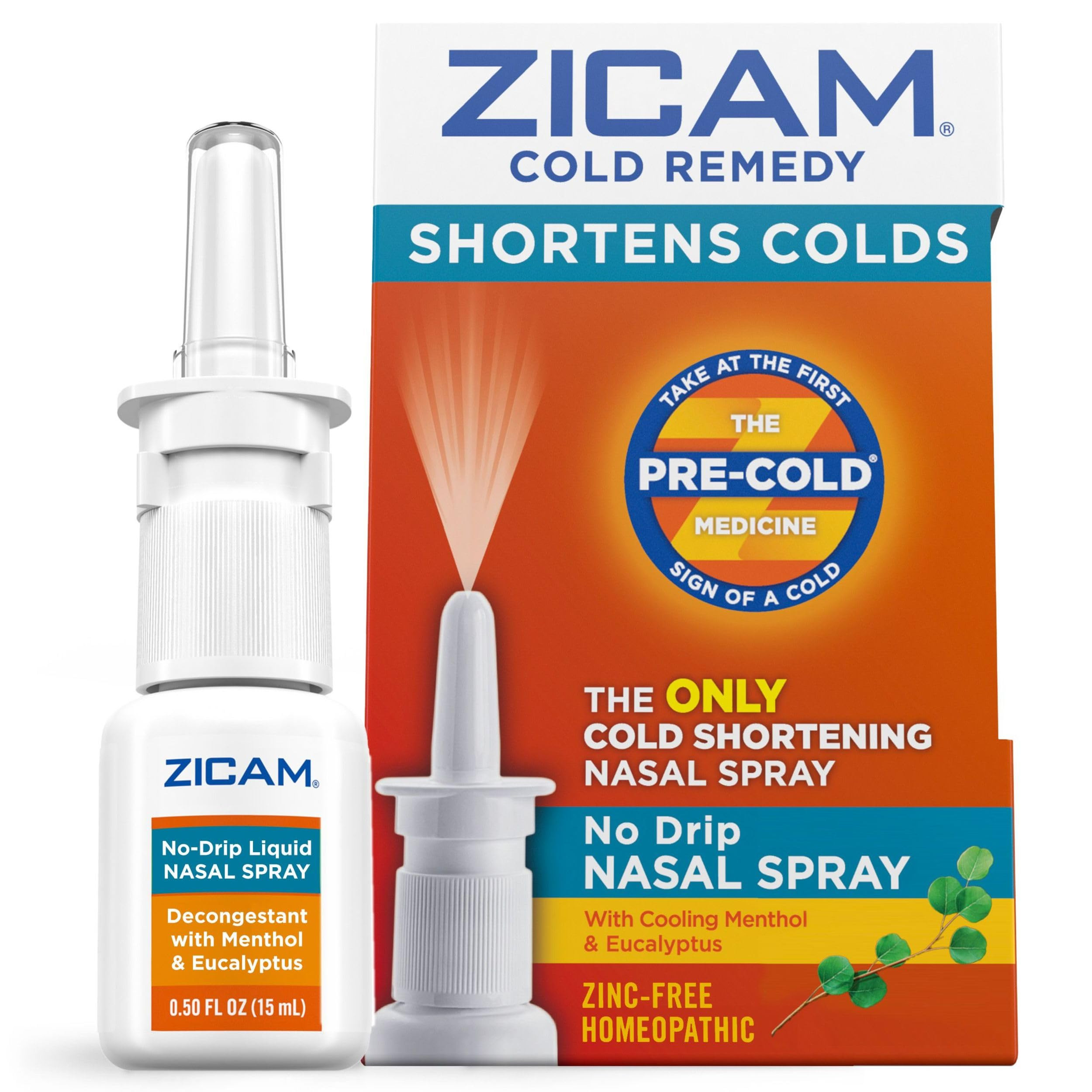 Zicam Cold Remedy No-Drip Nasal Spray with Cooling Menthol & Eucalyptus, Homeopathic, Zinc-Free, ... | Amazon (US)