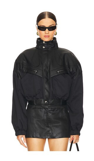 EAVES Aura Crop Bomber Jacket in Black. - size S | Revolve Clothing (Global)