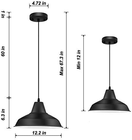 LOEHINLE Pendant Lighting, Farmhouse Metal Industrial Vintage Hanging Ceiling, Black, for Kitchen... | Amazon (US)