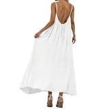 IWRICH Women’s Summer Maxi Dress Backless Spaghetti Strap Beach Dress Loose Fit Holiday Dress W... | Walmart (US)