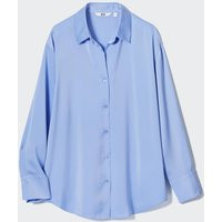 Uniqlo Polyester Satin Langarm Bluse - Blau - L | UNIQLO (DE)