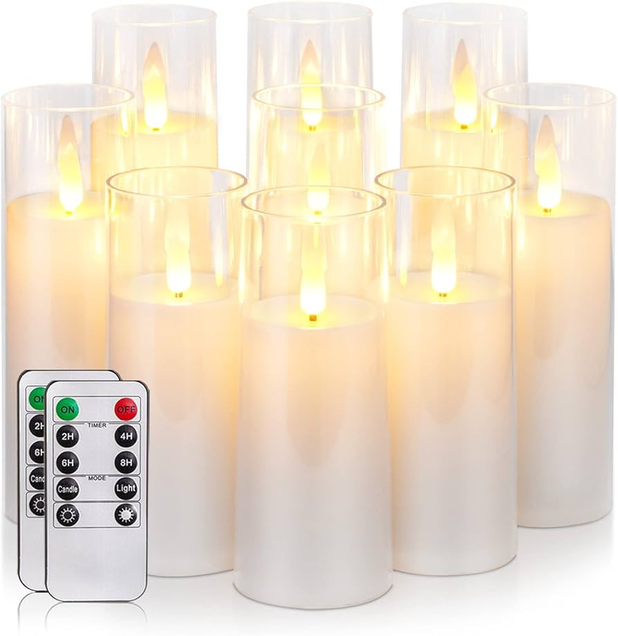 Homemory Pure White Flameless Candles, Battery Operated Candles with Remote Control and Timer, LE... | Amazon (US)