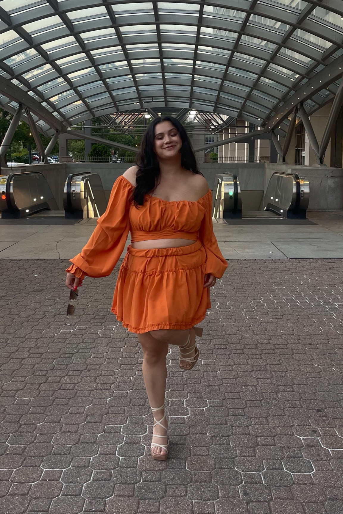Summer Concert Orange Outfit with Nude Block Strappy Heels

#LTKSummerSales #LTKStyleTip #LTKSeasonal