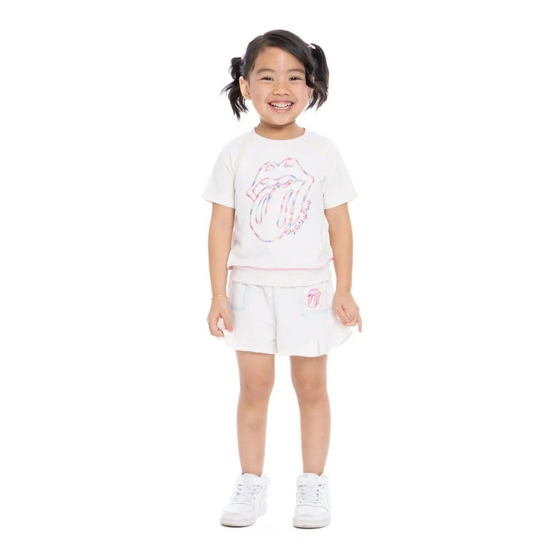 Rolling Stones Toddler Girl Embroidered Graphic Top and Ruffle Shorts Set, 2-Piece, Sizes 12M-5T | Walmart (US)