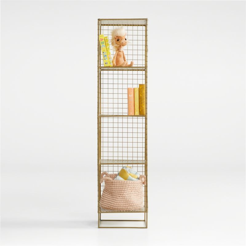 On the Grid Gold 4-Cube Kids Bookcase + Reviews | Crate & Kids | Crate & Barrel