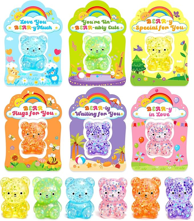 Ellinjan Valentines Day Gifts for Kids Classroom School, 24 Packs Valentines Day Card with Squeez... | Amazon (US)