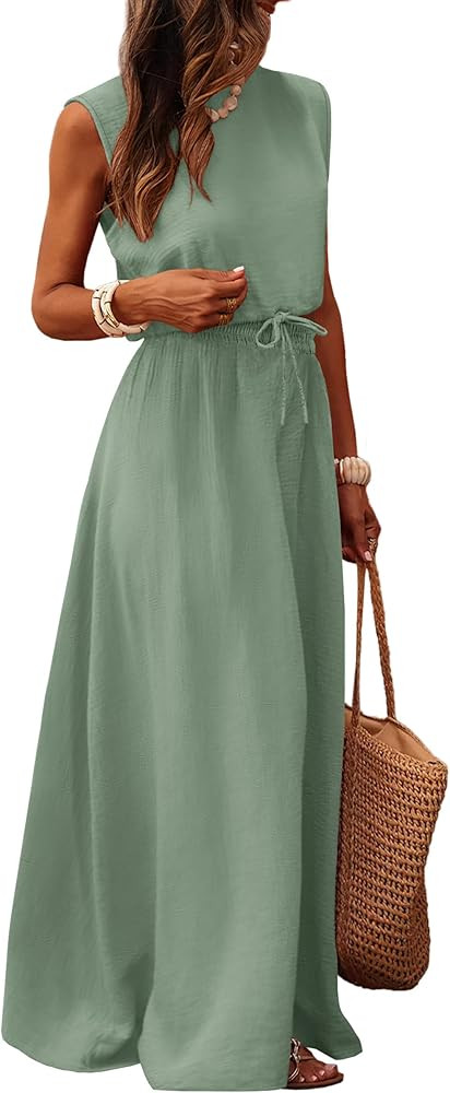 Caracilia Women's 2 Piece Maxi Skirt Sets 2026 Summer Casual Cropped Tank Top High Waisted Long S... | Amazon (US)