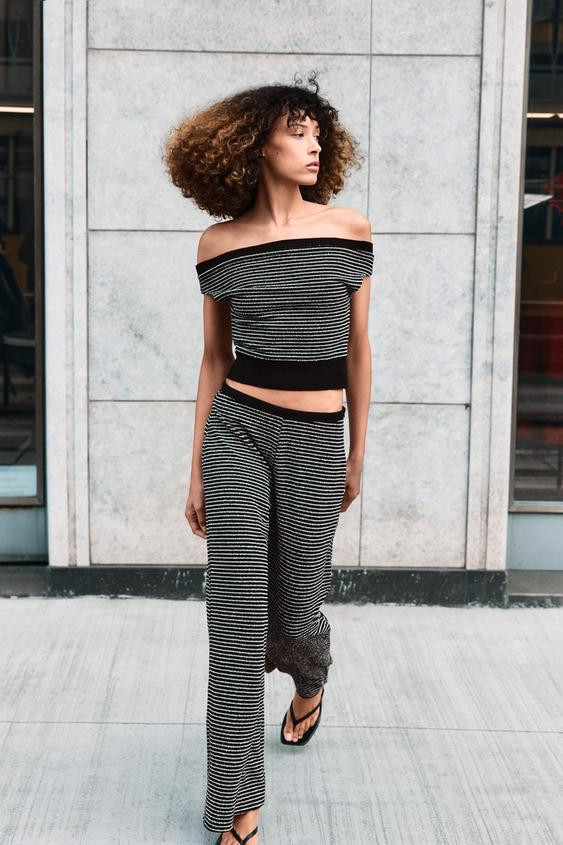 STRIPED BOUCLÉ TOP | Zara UK