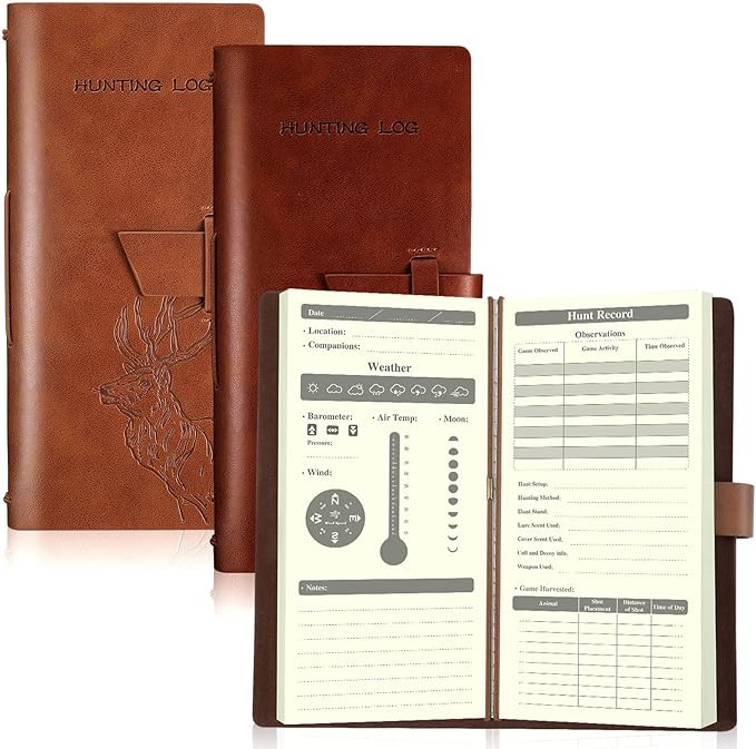 Eaasty 2 Pcs Leather Hunting Log Book Elk Hunting Journal Christmas Hunting Gifts for Men Designe... | Amazon (US)