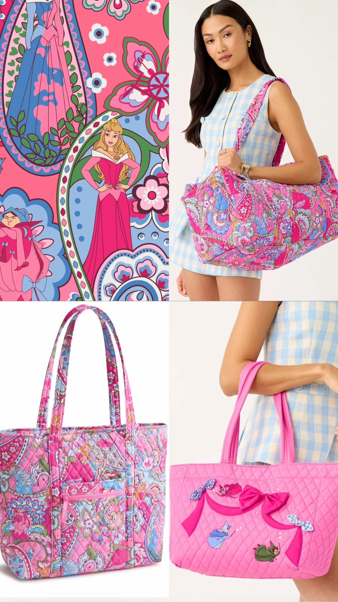 Aurora Vera Bradley, Vera Bradley Aurora, Disney Aurora bag, Sleeping Beauty Vera Bradley, Princess Aurora collection, Aurora Pink Swirls, Aurora Pink Swirls Fairies, Aurora Pink Bows, Disney Princess Vera Bradley, Aurora handbag, Aurora backpack, Aurora tote bag, Disney Sleeping Beauty accessories, Flora Fauna Merryweather, pink and blue floral pattern, fairytale fashion, Disney princess purse, quilted travel bag, Vera Bradley Disney collaboration, Aurora floral print, Disney collector bag, princess-inspired accessories, Disney merchandise, Vera Bradley crossbody, Disney fashion accessories, Aurora themed tote, Sleeping Beauty gifts, Disney princess accessories, Vera Bradley limited edition, pink swirl pattern, fairytale collection