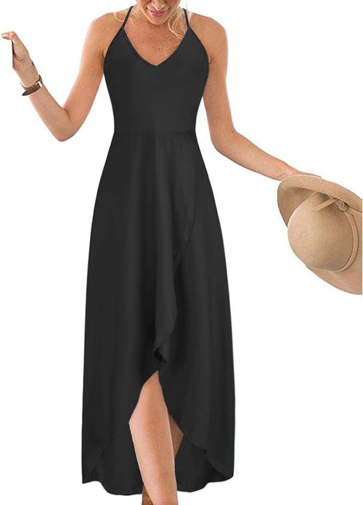 KILIG Women's V Neck Sleeveless Casual Summer Sundresses Asymmetrical Patchwork Floral Maxi Dress... | Amazon (US)
