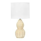 Creative Co-Op Boho Sculptural Woven Rattan Table Lamp with White Linen Shade, Natural | Amazon (US)