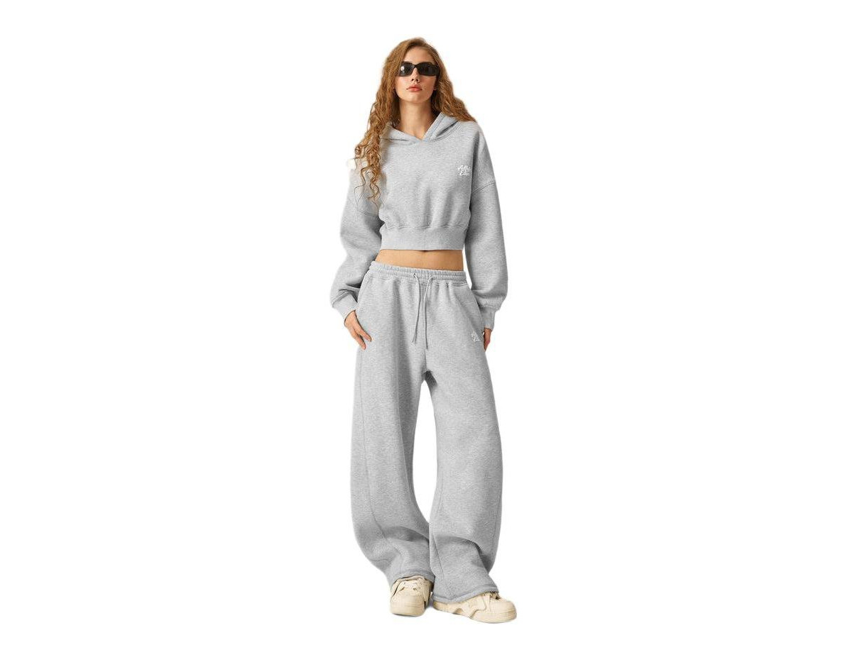 Aelfric Eden Women's Cloud Essential Fleece Cropped Pullover Hoodie Set - Grey | Macy's