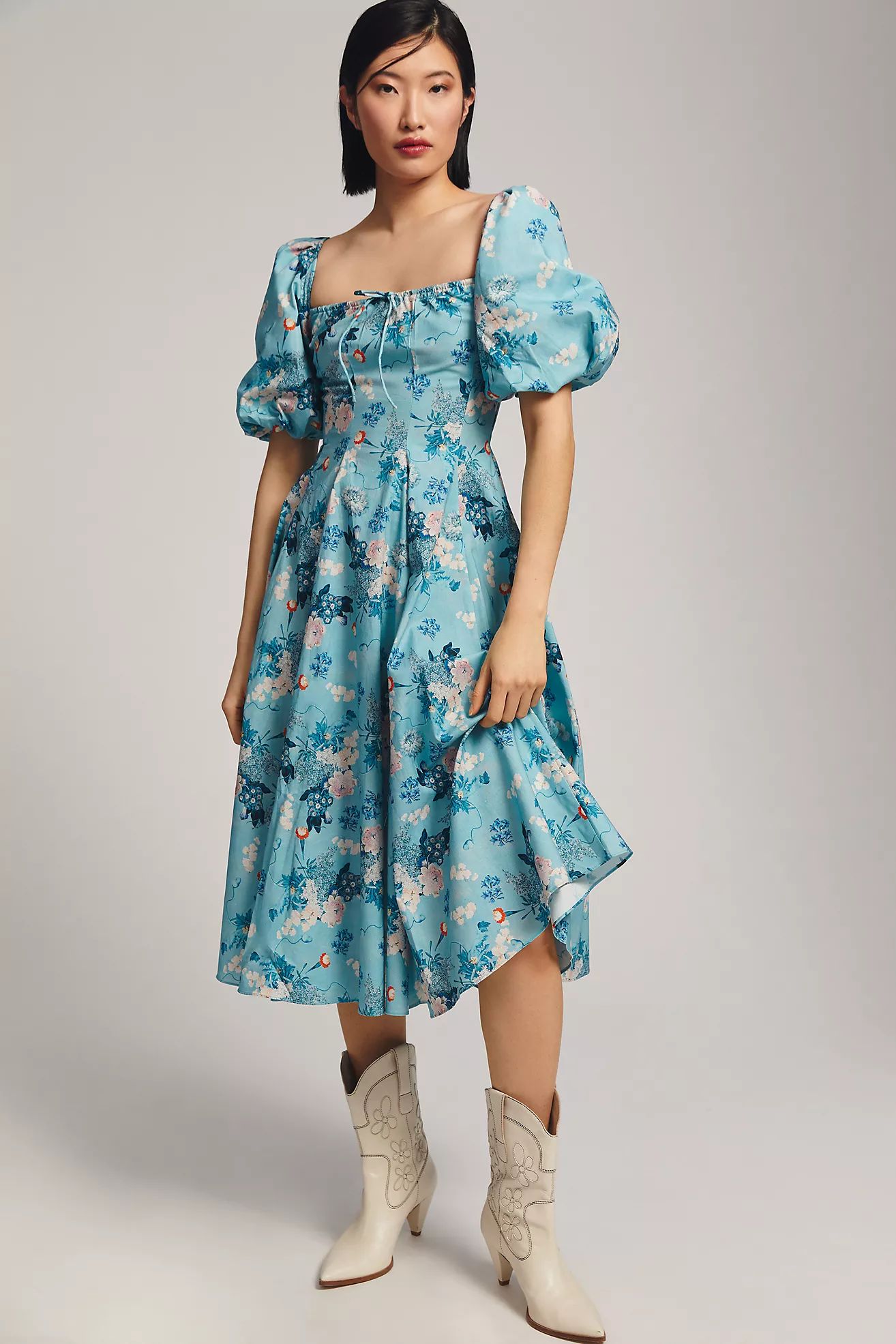 Selkie Structured Puff-Sleeve Dress | Anthropologie (US)