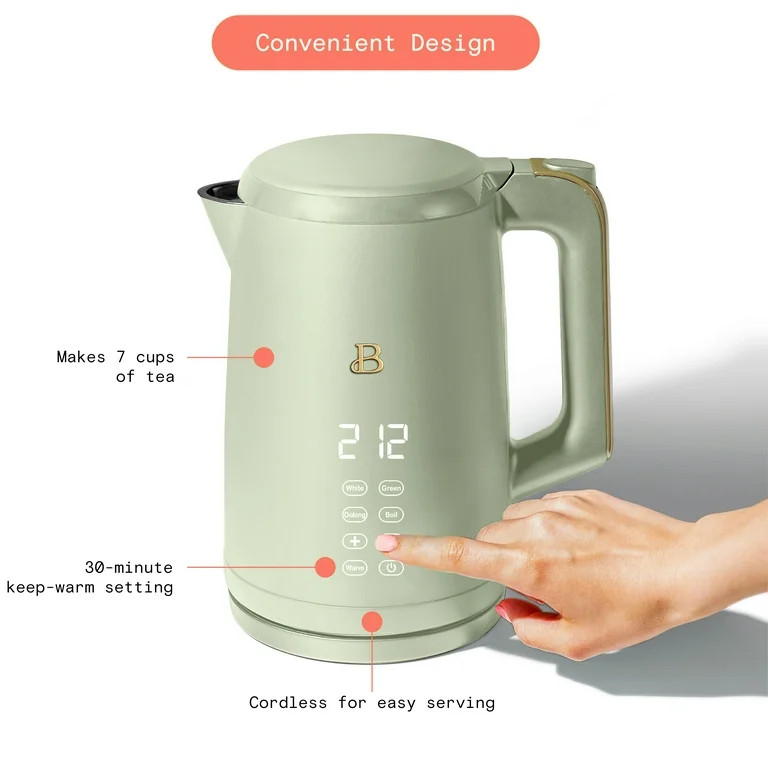 Beautiful 1.7-Liter Electric Kettle 1500 W with One-Touch Activation, Sage Green by Drew Barrymor... | Walmart (US)