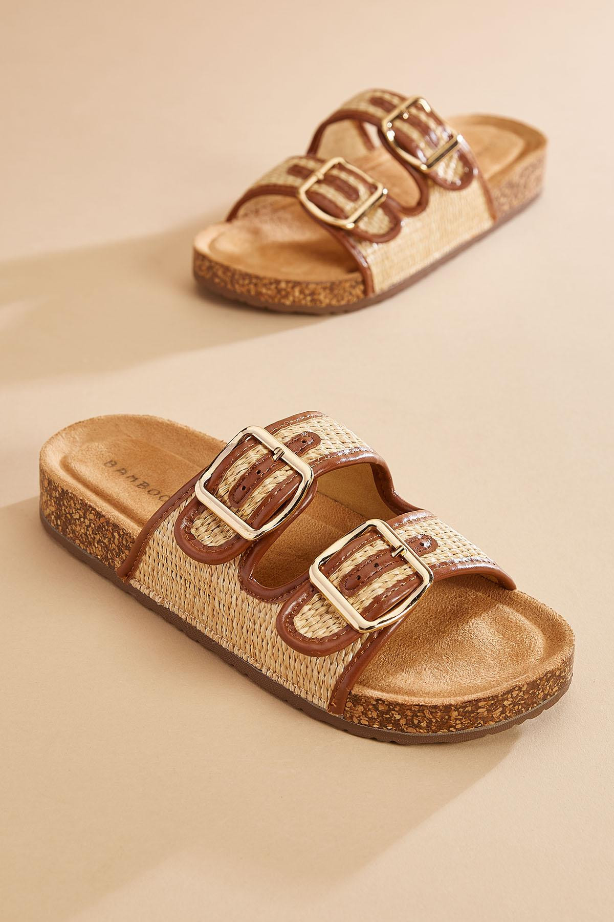 woven contrast trim footbed sandals | Versona