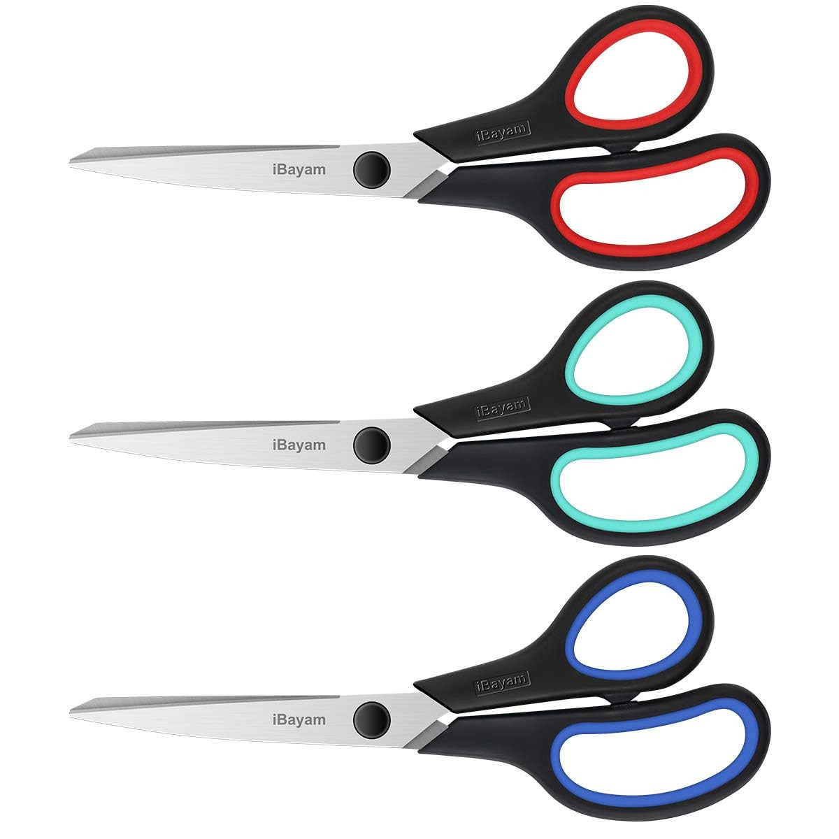 3-Pack 8" Heavy Duty Scissors with Ultra Sharp Blades and Comfort Grip Handles - For Office, Home... | Amazon (US)