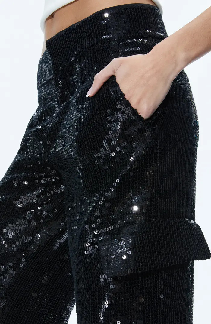 Alice + Olivia Hayes Sequin Wide Leg Cargo Pants | Nordstrom | Nordstrom