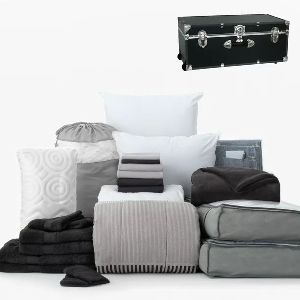 The Complete Campus Trunk Bundle in Preston Black and Gray, 25-Piece Twin XL Bedding Comforter Se... | Walmart (US)