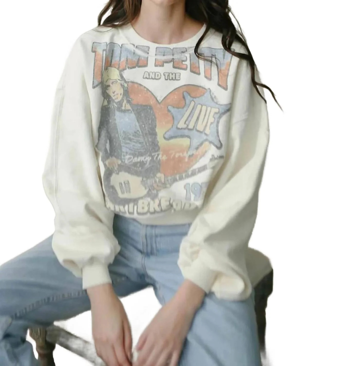 Tom Petty And The Heartbreakers 1979 Sweatshirt In Cream | Shop Simon