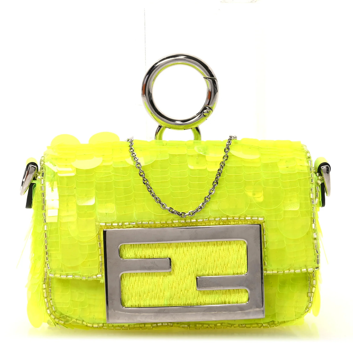 Transparent Paillettes Vitello King Nano Maxi Buckle Baguette Charm Yellow Fluo | FASHIONPHILE (US)