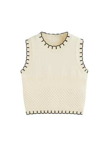 CIDER Sweater Vest Women Sleeveless Knit Cropped Sweater Tank Tops Outfits | Amazon (US)