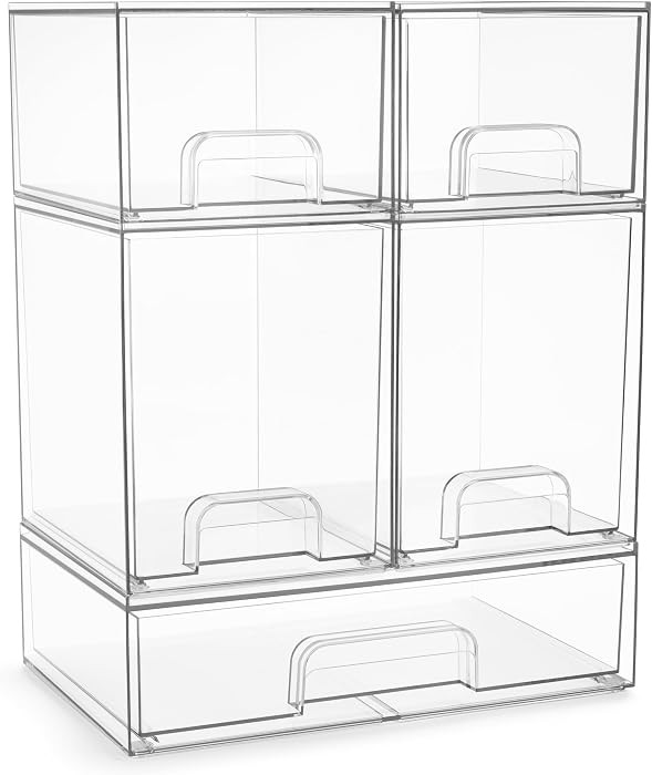 Sorbus Clear Stackable Storage Drawers (5 Pack, Complete Set) | Amazon (US)