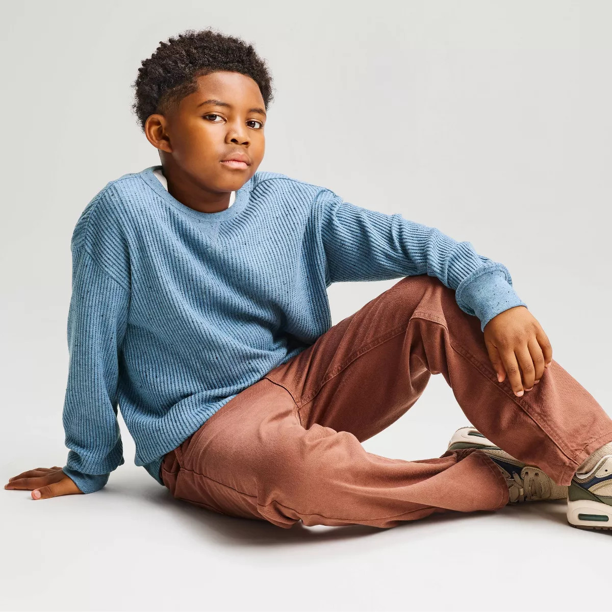Boys' Long Sleeve Relaxed Fit Waffle T-Shirt - Cat & Jack\u2122 Blue L | Target