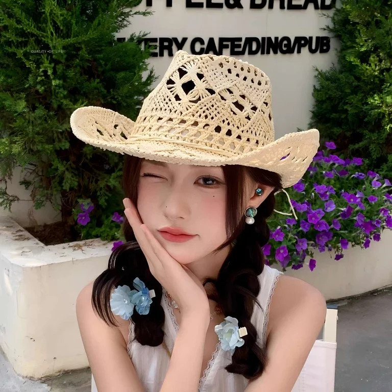 MEICHEN Black Women's Cowgirl Hats,Women and Men Summer Western Hat Shapeable Straw Hat Hollowed ... | Walmart (US)